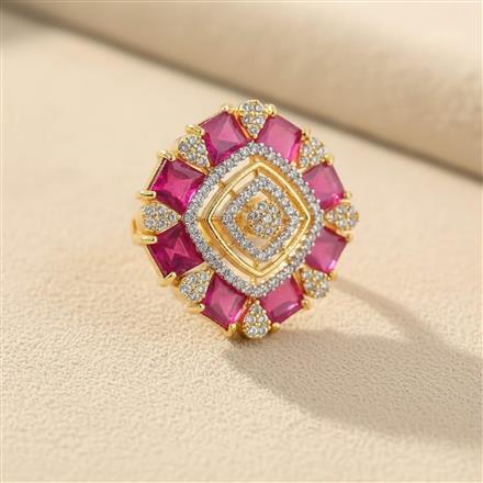 Cz Adjustable Ring With 2 Tone Plating