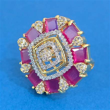 Cz Adjustable Ring With 2 Tone Plating