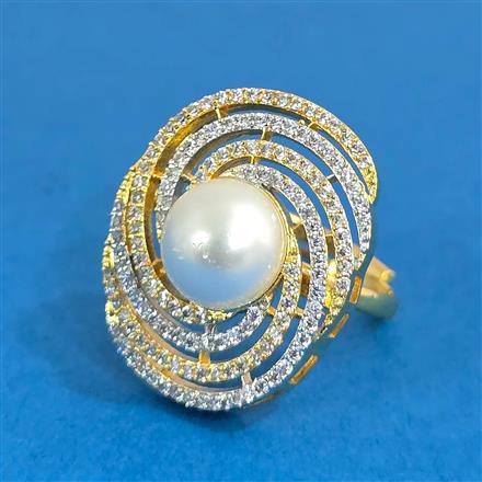 Cz Adjustable Ring With 2 Tone Rhodium Plating