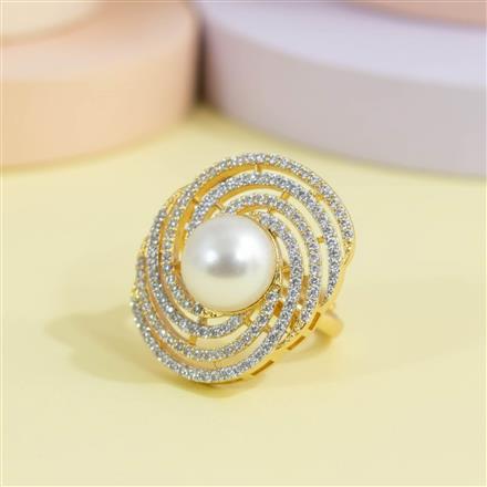 Cz Adjustable Ring With 2 Tone Rhodium Plating