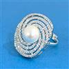 Cz Adjustable Ring With 2 Tone Rhodium Plating