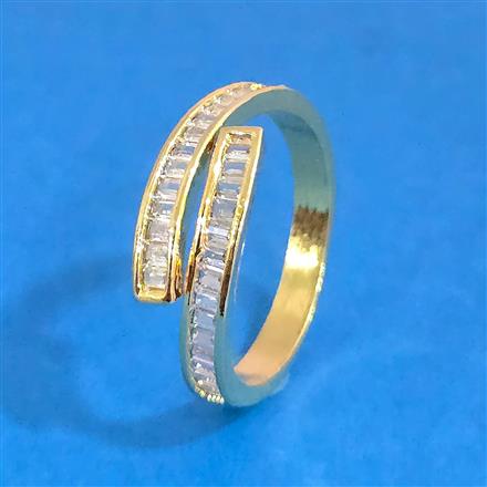 Cz Adjustable Ring With Gold Rhodium Plating