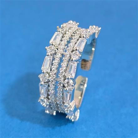 Cz Adjustable Ring With Rhodium Plating