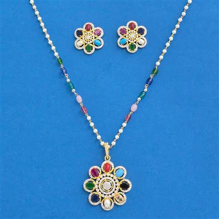 Cz Classic Pendant Set With 2 Tone Plating