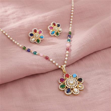 Cz Classic Pendant Set With 2 Tone Plating