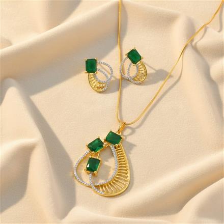 Cubic Zirconia Classic Pendant Set With 2 Tone Plating