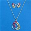 Cubic Zirconia Classic Pendant Set With 2 Tone Plating