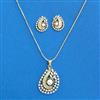 Cz Chain Pendant Set With 2 Tone Rhodium Plating