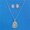 Cz Chain Pendant Set With 2 Tone Rhodium Plating