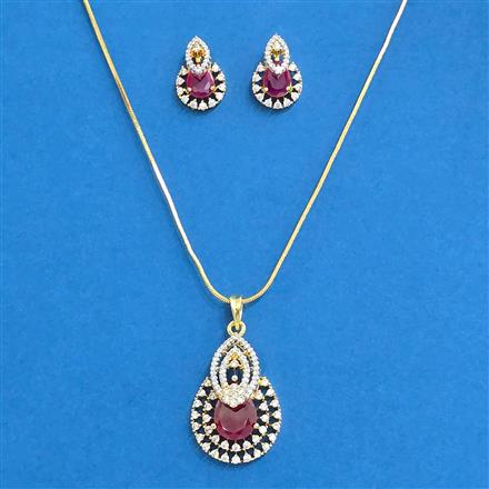 Cubic Zirconia Classic Pendant Set With 2 Tone Plating