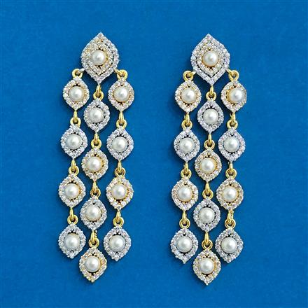 Cz Classic Earring With 2 Tone Rhodium Plating