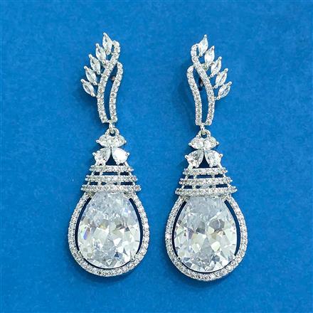 Cz Classic Earring With Rhodium Plating