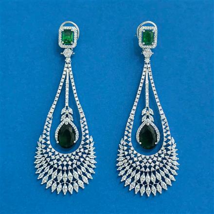Cz Classic Earring With Rhodium Plating