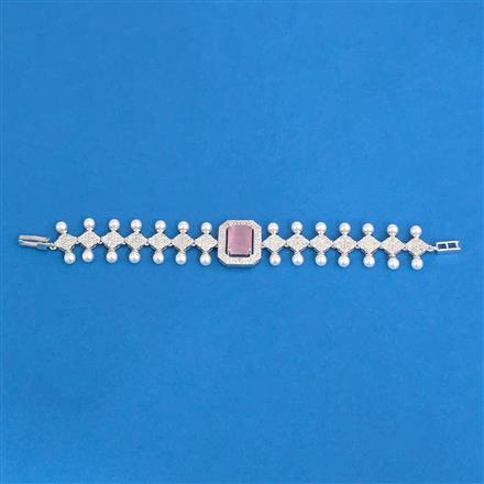 Cz Moti Bracelet With Rhodium Plating