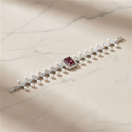 Cz Moti Bracelet With Rhodium Plating