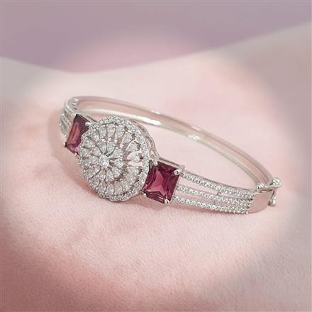 Cz Openable Kada With Rhodium Plating