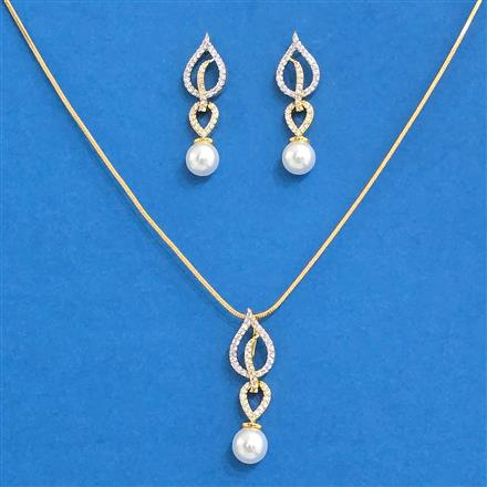 Cz Chain Pendant Set With 2 Tone Plating