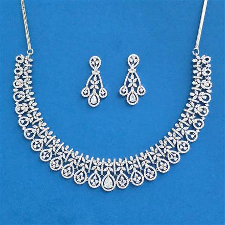 Cz Classic Necklace With 2 Tone Rhodium Plating
