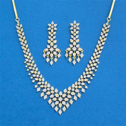 Cz Classic Necklace With 2 Tone Rhodium Plating