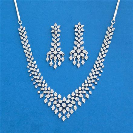 Cz Classic Necklace With 2 Tone Rhodium Plating