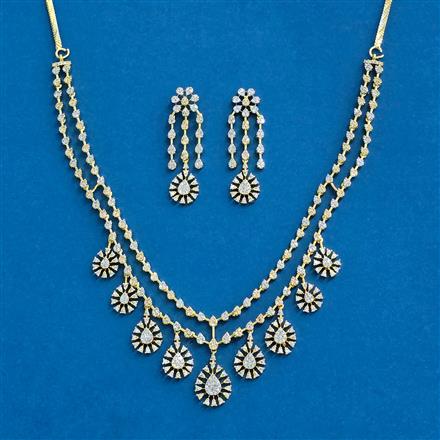 Cz Classic Necklace With 2 Tone Rhodium Plating