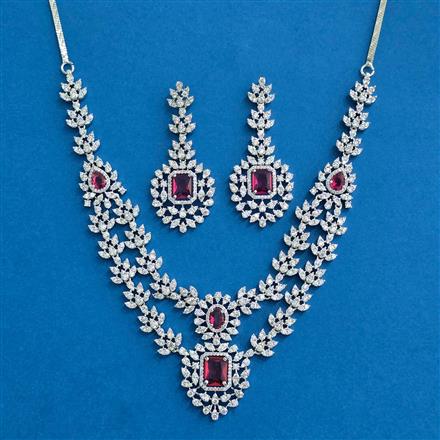 Cz Classic Necklace With Rhodium Plating