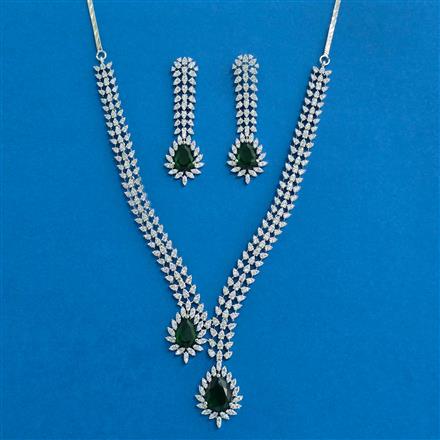 Cz Classic Necklace With Rhodium Plating