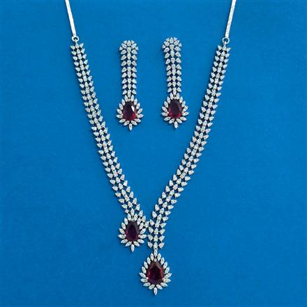 Cz Classic Necklace With Rhodium Plating