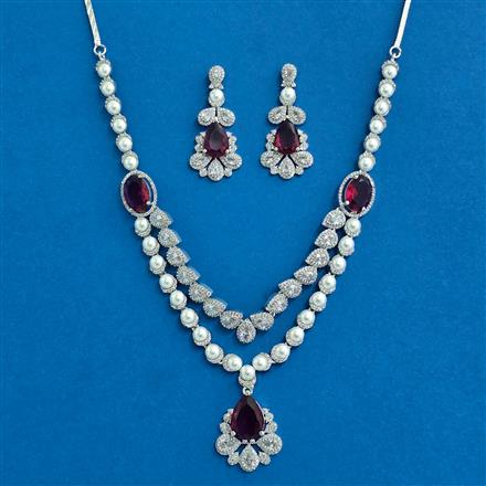 Cz Classic Necklace With Rhodium Plating