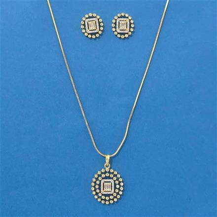 Cubic Zirconia Classic Pendant Set With 2 Tone Plating