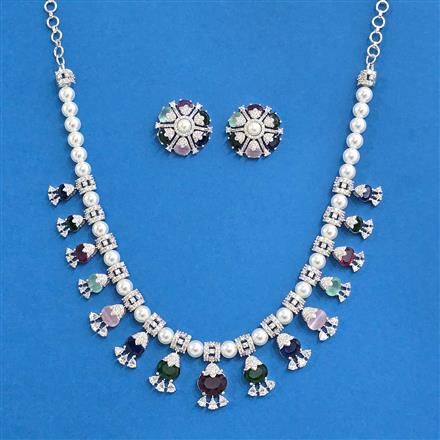 Cubic Zirconia Classic Necklace Set With Mehndi Plating