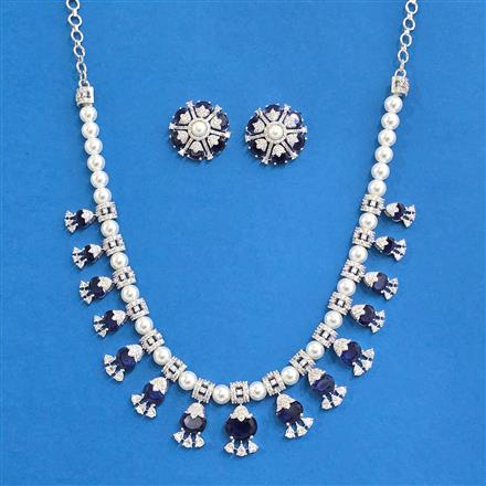American Diamond Classic Necklace With Rhodium Plating