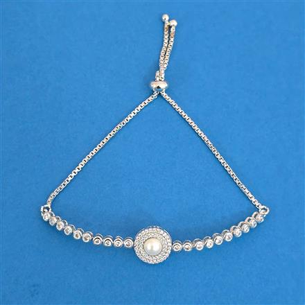 Cubic Zirconia Moti Bracelet With Rhodium 2 Tone Plating
