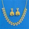Cubic Zirconia South Indian Necklace Set With Gold Plating