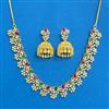 Cubic Zirconia South Indian Necklace Set With Gold Plating