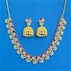 Cubic Zirconia South Indian Necklace Set With Gold Plating