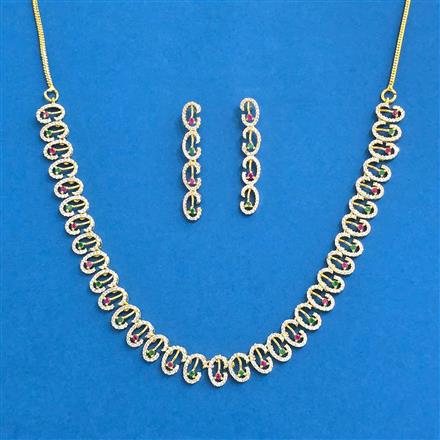 Cubic Zirconia Delicate Necklace Set With Gold Plating