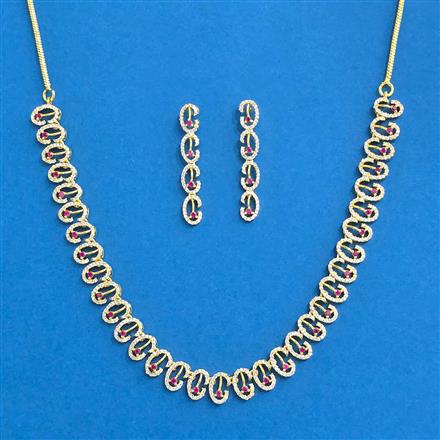 Cubic Zirconia Delicate Necklace Set With Gold Plating