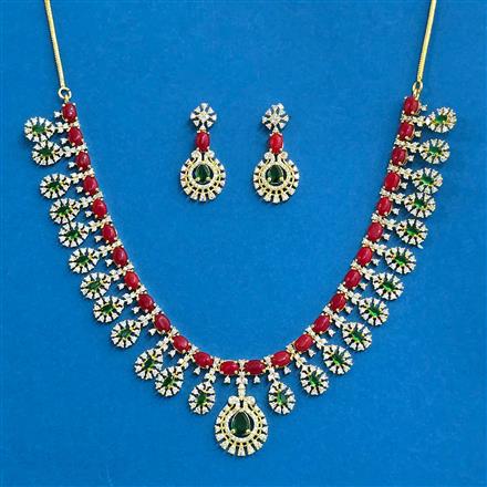 Cubic Zirconia Classic Necklace Set With Gold Plating