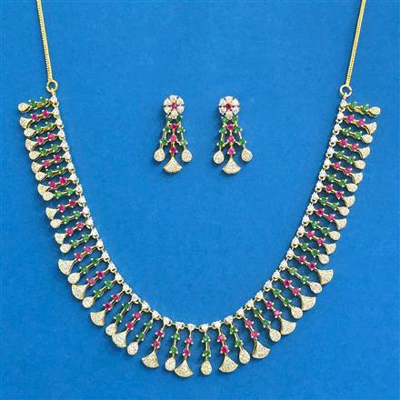 Cubic Zirconia Classic Necklace Set With Gold Plating