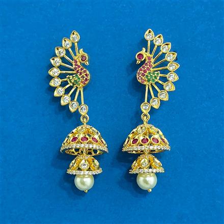 Cubic Zirconia Jhumki With Gold Plating
