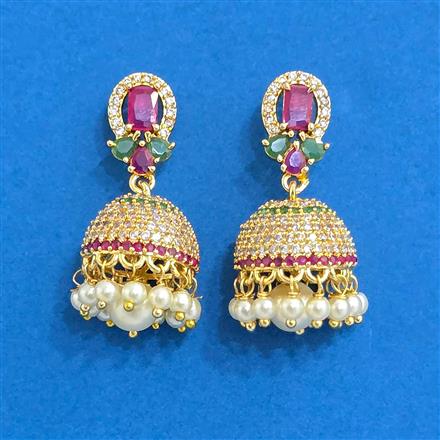 Cubic Zirconia Jhumki With Gold Plating