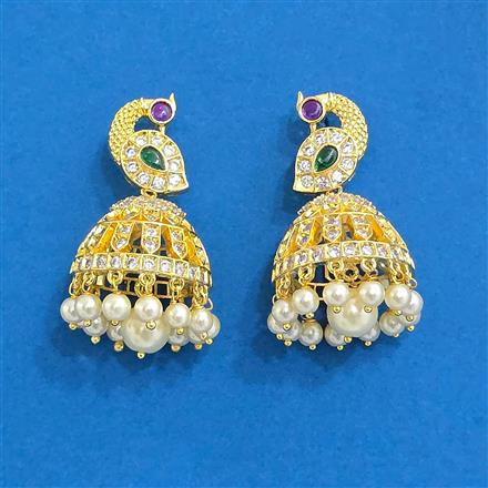 Cubic Zirconia Jhumki With Gold Plating