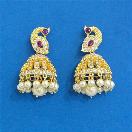 Cubic Zirconia Jhumki With Gold Plating