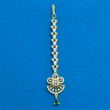 Cubic Zirconia Delicate Tikka With Gold Plating