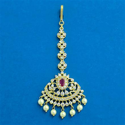 Cubic Zirconia South Indian Tikka With Gold Plating