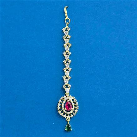 Cubic Zirconia Delicate Tikka With Gold Plating