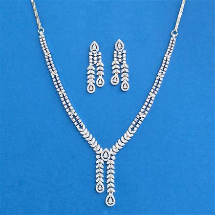 Cubic Zirconia Classic Necklace Set With Rhodium 2 Tone Plating