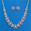 Cubic Zirconia Moti Necklace Set With Rhodium 2 Tone Plating