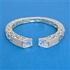 Cubic Zirconia Classic Kada With Rhodium 2 Tone Plating